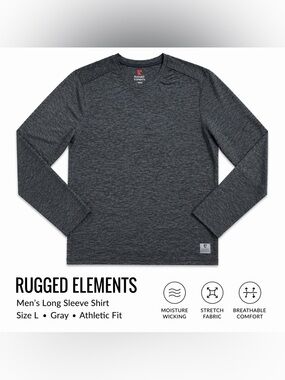 Rugged Elements Gray Performance Long Sleeve Shirt Men’s Large